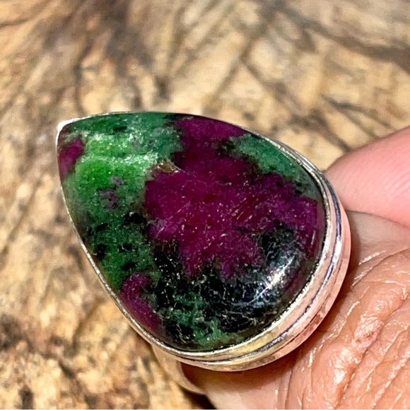 Ruby Zoisite Statement Ring Size 9 - Picture 1 of 11